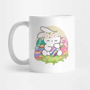 The Joy of Easter: Loppi Tokki cute bunny Surrounded by Colorful Eggs! Mug